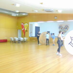 Students helping to set up the hall for Trivia Night.